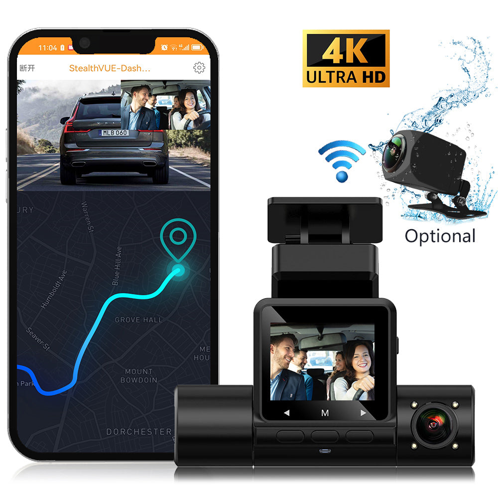 3 Lens Manufacture Car Video Recorder 2K Dash Cam (Black)